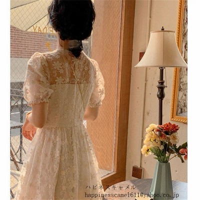 半袖夏作膝丈ロング丈ワンピースレース22新作着痩せ春夏にピッタリ体型カバ姫様可愛い刺繍上品なワンピース簡単に韓国ファッションs Xl 通販 Lineポイント最大get Lineショッピング