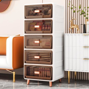 輕奢塑料透明抽屜式收納柜子家用儲物柜多層零食置物柜臥室床頭柜