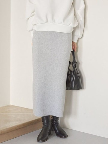 後開岔羅紋針織合身長裙(HA51L2L0130) - AMERICAN HOLIC