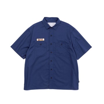日本限定 POLER RELAX WORK SHIRT EMBROIDERY 休閒工裝襯衫 / 短袖襯衫 / 電繡 / 海軍藍