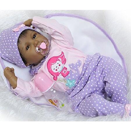 Realistic African American Baby Doll Girl 22 Inch Reborn Doll