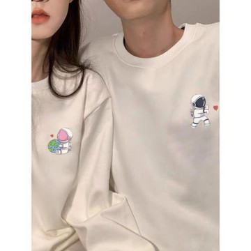 情侶秋冬款小眾設計感重磅厚實情侶裝圓領不帶帽簡約百搭情侶衛衣