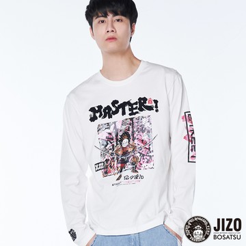 【買1送1】地藏髭武士薄長TEE(白) - BLUE WAY 地藏小王