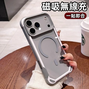 拼接撞色氣囊  简约透明強力磁吸 手機殼 適用 蘋果 iPhone 17 16 15 12 13 14 pro max