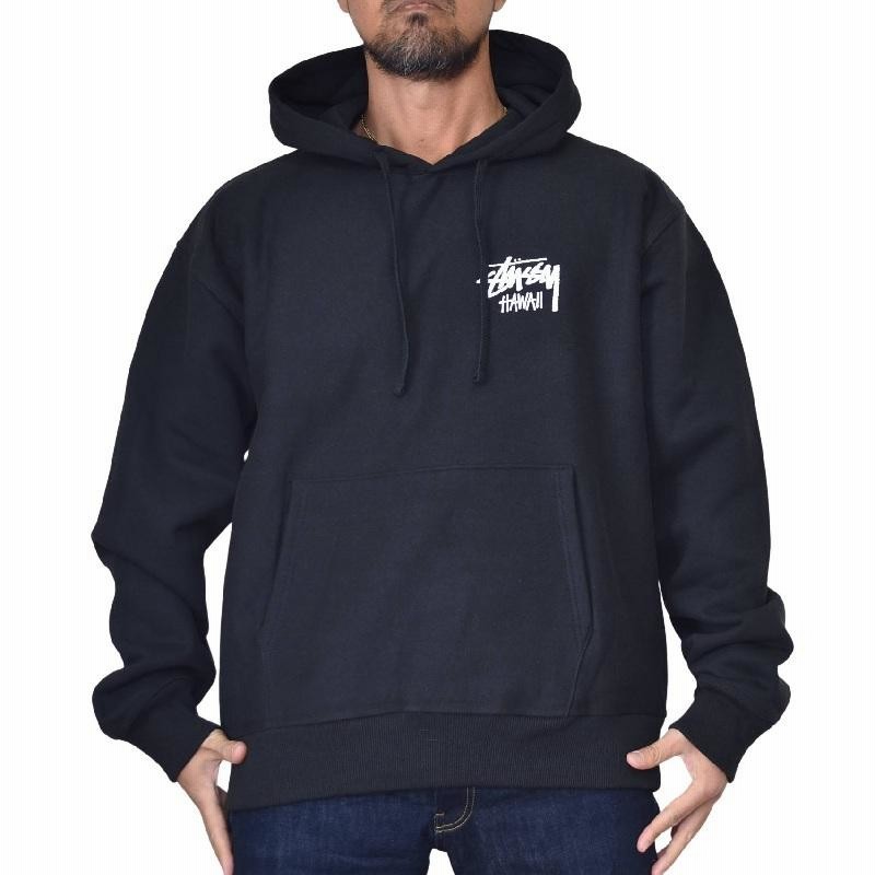 大きいサイズメンズ STUSSY ステューシー パーカー プルオーバー スウェットフーディー ハワイ カイルア限定 HAWAII ブラック 黒 XL  | LINEブランドカタログ