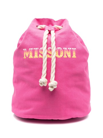 Missoni Kids - logo-print drawstring backpack - kids - Cotton - One Size - Pink