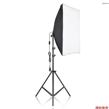 攝影柔光箱套裝 含1個50*70cm柔光箱 + 1個2米燈架 美規 100-240V