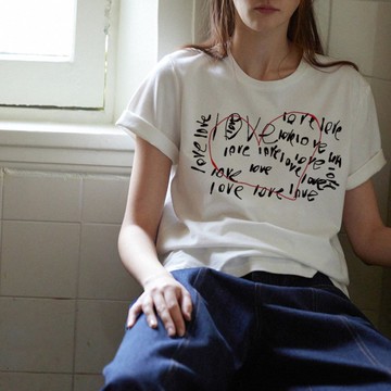 新款韓版女生上衣 慵懶風 男生短袖 oversize寬鬆 韓版短T 圓領半袖 上衣女小個子顯瘦美式復古印花小眾