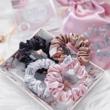 春季新品invisibobble綢緞slim電話線包布發圈頭繩2只裝少女法式