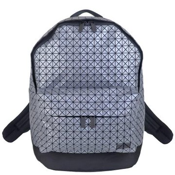 ISSEY MIYAKE 三宅一生 BAOBAO 金屬銀灰色壓印方格後背包