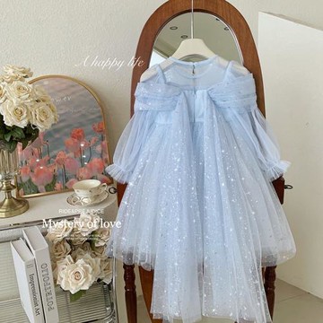 女.童連衣裙秋裝2024新款兒.童公主裙艾莎小女孩披風冰雪奇緣裙子