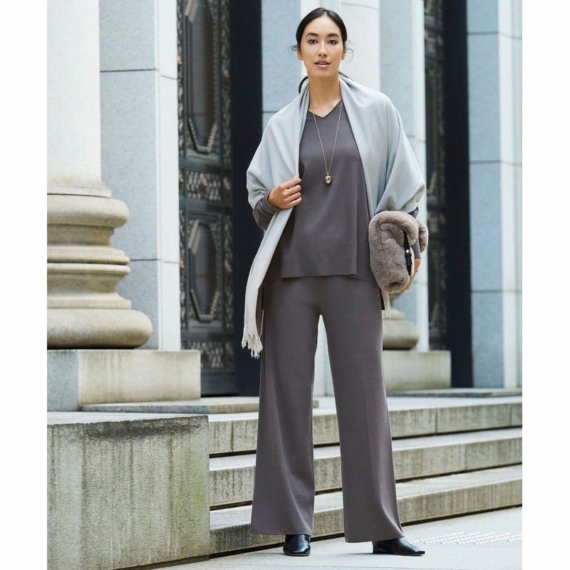 レーヨンストレッチ ビューティーニット パンツ レディース グレー系 通販 Lineポイント最大get Lineショッピング