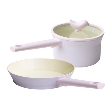 Buderus 快樂鳥美型陶瓷厚底不沾鍋三件組 可愛小鳥造型鍋蓋  本體 + 把手 + 鍋蓋  甜心紫  1組