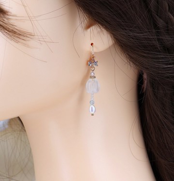 檸檬手作   水晶花苞耳環/美國14K包金防敏耳勾/可改耳夾