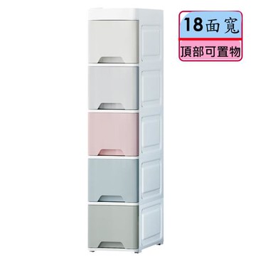 SINDIP 18面寬 五層馬卡龍收納櫃 附輪可推 狹縫櫃 細縫櫃