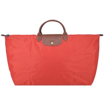 [平輸版]LONGCHAMP LE PLIAGE系列短把再生尼龍摺疊水餃旅行袋(特大/番茄紅)真品平輸