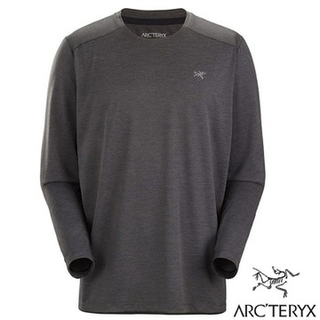 ARCTERYX始祖鳥 男 Cormac 登山輕量透氣快乾長袖圓領排汗衣.T恤_雜黑