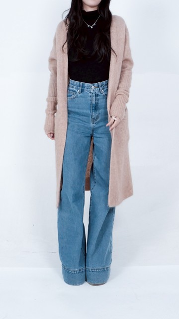 (F) acne studios質感口袋長版大衣粉橘色罩衫