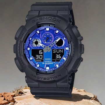 CASIO 卡西歐 G-SHOCK 熾熱火焰系列 雙顯手錶 母親節送禮推薦 GA-100FL-1A