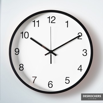 Desrochers｜BLK靜音壁鐘 30cm 經典黑白配時鐘 壁鐘 數字 台灣製造