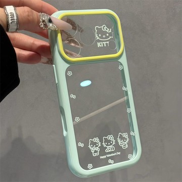 iPhone 透明保護殼 撞色小貓大視窗設計 相容蘋果 18 17 16 15 14pro 13 少女防摔軟殼