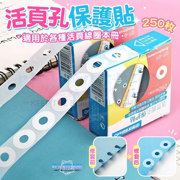 活頁孔保護貼 打孔補強貼紙 250枚 打孔保護貼 修復貼紙 活頁孔貼 文件加強圈 護圈 打孔配件 打孔機護孔貼 防護貼