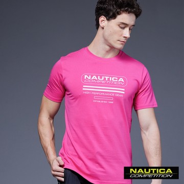 Nautica男裝 COMPETITIO亮眼品牌文字經典短袖上衣-粉色