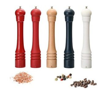 Homeyli 好美麗 16英吋 胡椒鹽研磨罐｜歐洲櫸木原木色／紅色／白色／藍色｜精密陶瓷機芯｜兩用研磨器｜外銷歐美｜專業廚師推薦