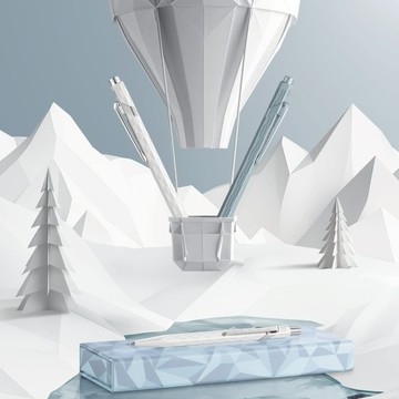 【卡達CARAN D'ACHE】2025聖誕特別版 Alpine Frost阿爾卑斯霜雪 849™自動鉛筆(0.5mm)-霜白/冰川藍【墊腳石】質感送禮精選