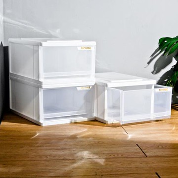 HOUSE  中純白單層收納箱19L(三入)
