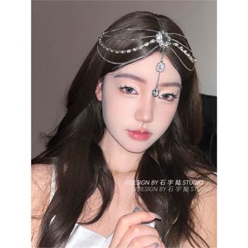 哈尼族公主異域風情漢服古風發飾女額飾新娘額頭鏈頭飾品西雙版納