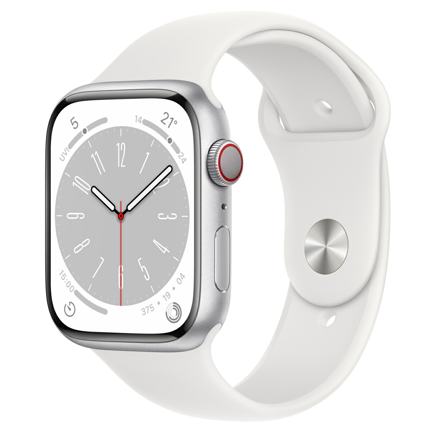 Apple Watch S8(GPS)銀鋁金屬錶殼配白色運動錶帶45mm(MNP13TA/A 商品未