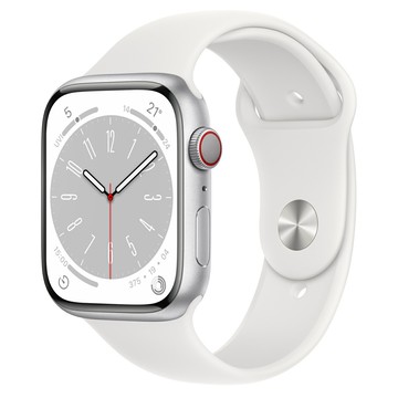 Apple Watch S8(GPS)銀鋁金屬錶殼配白色運動錶帶45mm(MNP13TA/A 商品未