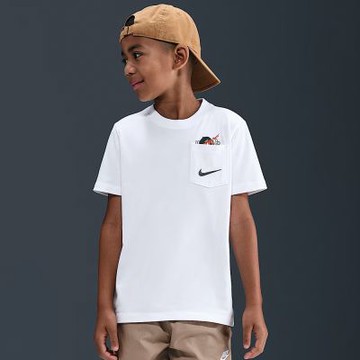 NIKE 短袖上衣 童裝 大童 男女童 K NSW TEE BOXY PKT 白 HV5225-100