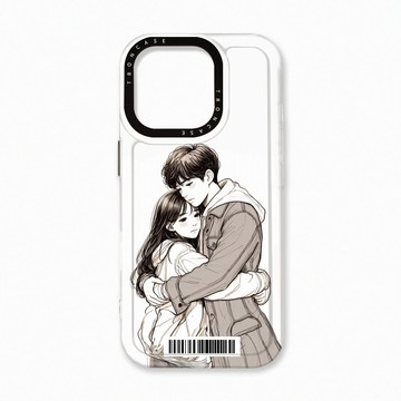 iPhone 16 Pro 殼 TRON IPhone 16 Pro 情侶深情擁抱素描系列  載具 太空殼 透黑款 手機殼
