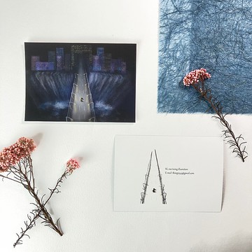 插畫卡片 -  坐在高速公路上的我