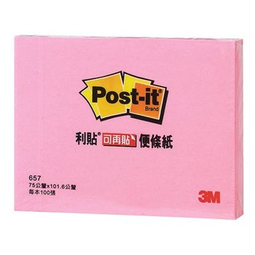 3M Post-it 利貼 可再貼便條紙-657 粉紅