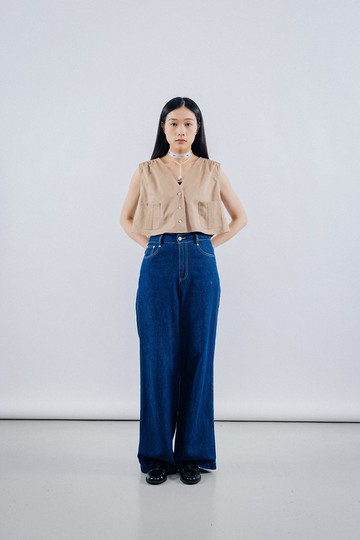 馬甲背心 Cropped Short - Sleeved Denim Top