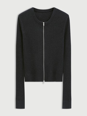 女裝 圓領長袖針織外套-黑色