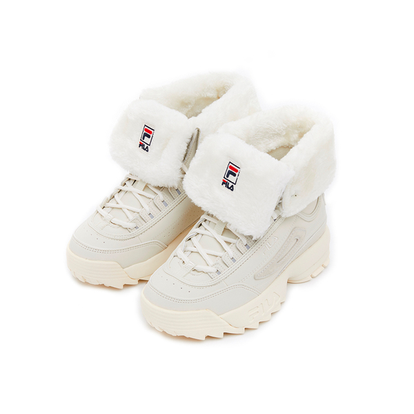 FILA DISRUPTOR 2 SHEARLING高筒絨毛靴-白4-C622T-117(版型偏窄建議