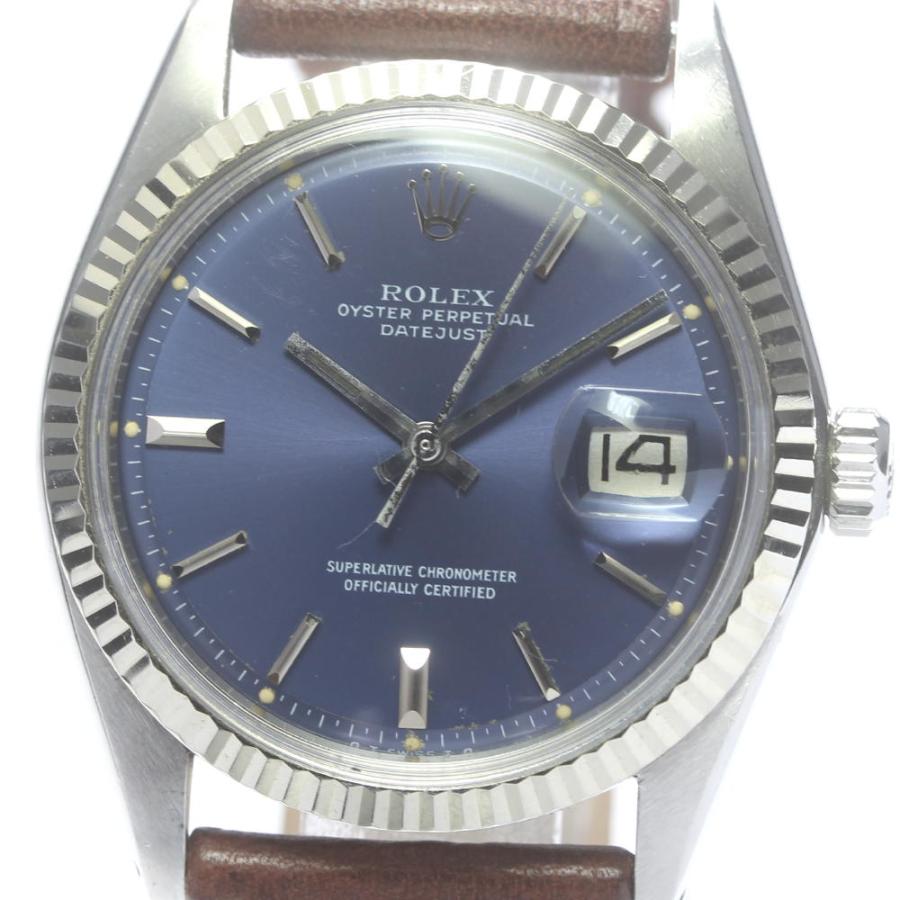 ROLEX】ロレックス デイトジャスト 1601 cal.1570 オリジナルネイビー文字盤 革ベルト 自動巻き メンズ【ev10】 |  LINEショッピング