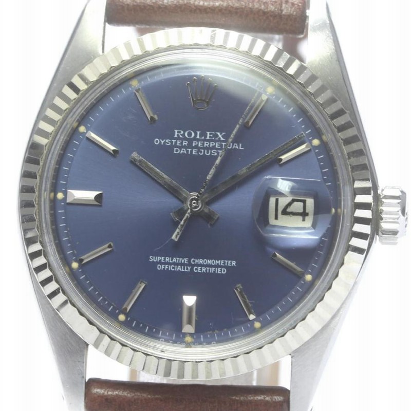 ROLEX】ロレックス デイトジャスト 1601 cal.1570 オリジナルネイビー文字盤 革ベルト 自動巻き メンズ【ev10】 |  LINEブランドカタログ