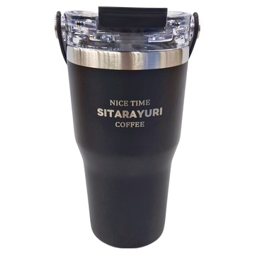 NICE TIME SITARAYURI 軟手提冰霸杯 600ml 尊爵黑 304不鏽鋼 雙飲杯蓋設計  1個
