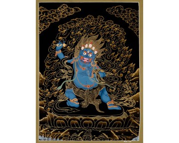 金剛手唐卡畫作 手工製作的藏傳藝術 旨在保護與力量