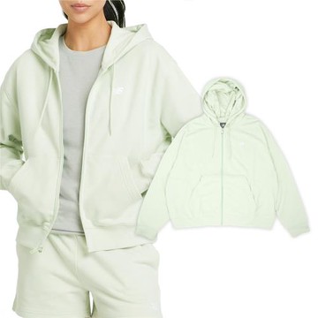 New Balance 外套 Sport Essentials French Terry 女款 綠 寬鬆 全拉鍊 連帽外套 WJ41501NUM