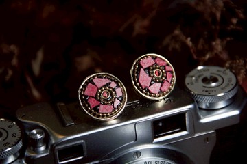 【老飾品/西洋老件】美國Chicos桃紅馬賽克拼貼古著針式耳環