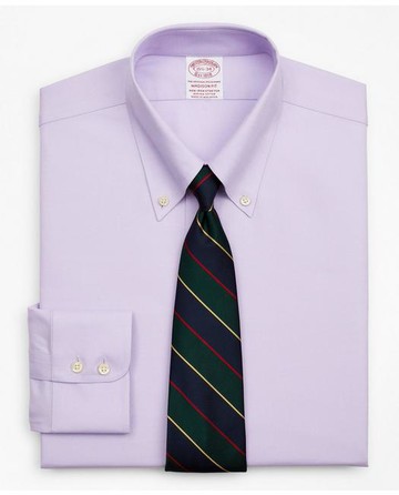 Brooks Brothers Men's Stretch Madison Relaxed-Fit Dress Shirt, Non-Iron Royal Oxford Button-Down Collar | Lavender | Size 14½ 34