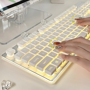 有線靜音鍵盤高顏值女生辦公鍵鼠套裝電競游戲電腦筆記本