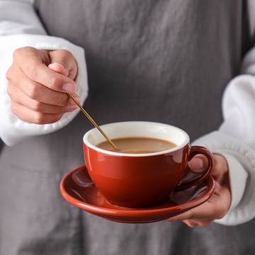 250ML加厚杯子大容量創意拉花復古咖啡杯陶瓷杯卡布奇諾一件代發