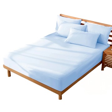 LoveCity 寢城之戀 吸濕排汗網眼 100%防水透氣床包式保潔墊  淺藍  雙人 5 x 6.2尺/150 x 186cm